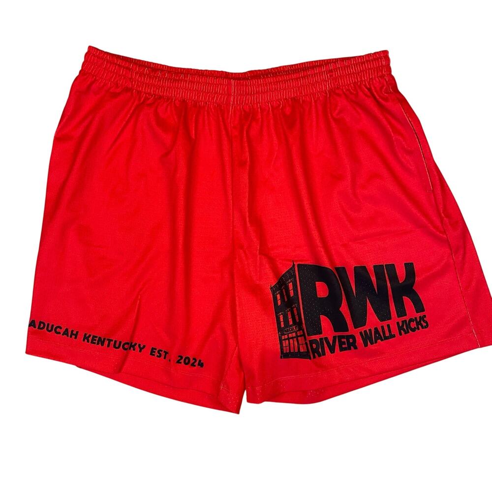 RWK River Wall Kicks Red Athletic Shorts Men’s XL Paducah Kentucky EST 2026 Gym